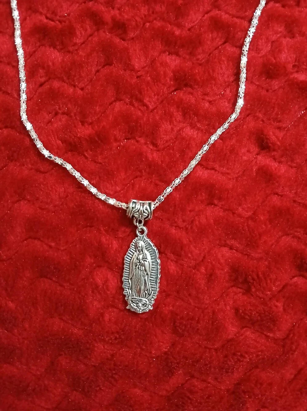 Sterling-Style Silver Our Lady Of Guadalupe - Religious Pendant Necklace